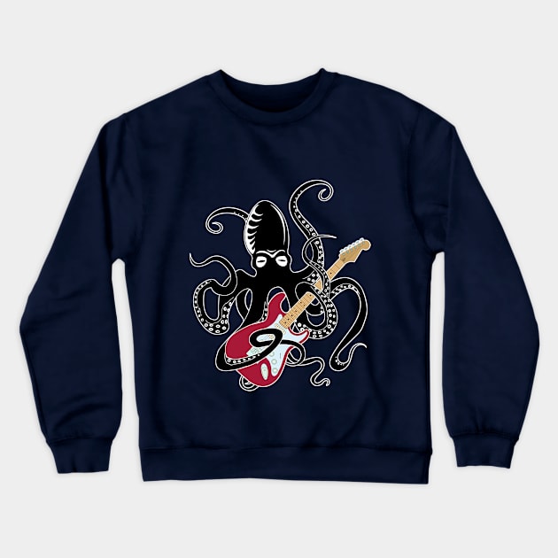 kraken octopus with strat electric guitar Crewneck Sweatshirt by Brash Ideas